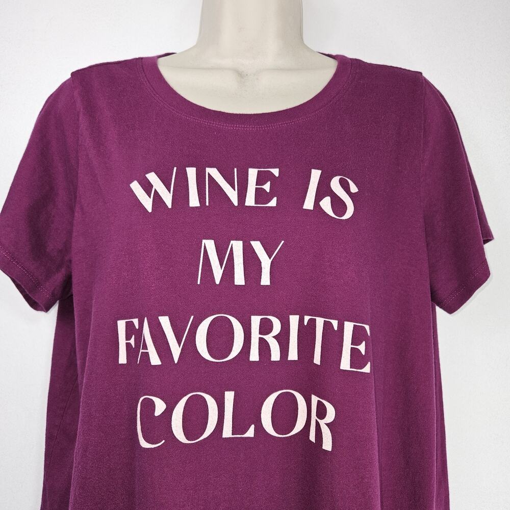 Torrid Womens‎ SZ 1X 14-16 T-Shirt Spell Out Wine Is My Favorite Color Classic